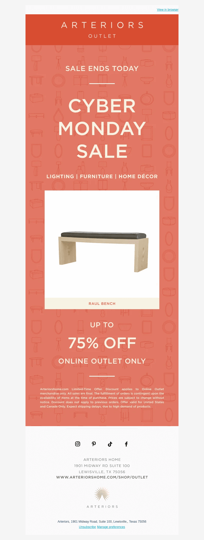 Arteriors Home email from Wed, Dec 4, 2024