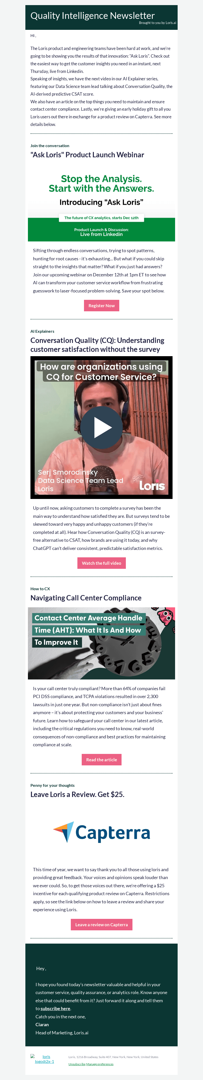 Loris email from Wed, Dec 4, 2024