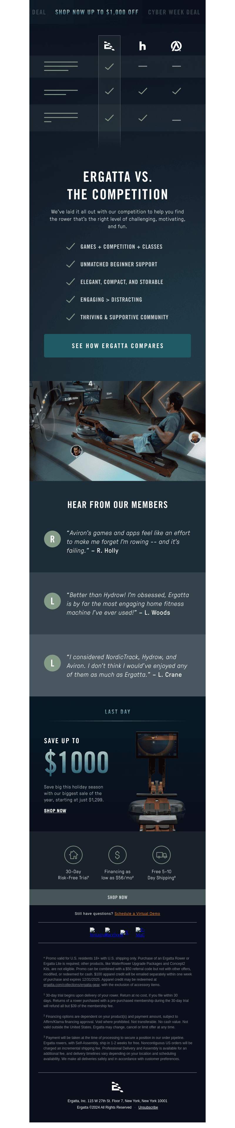Ergatta vs. the other rowers
