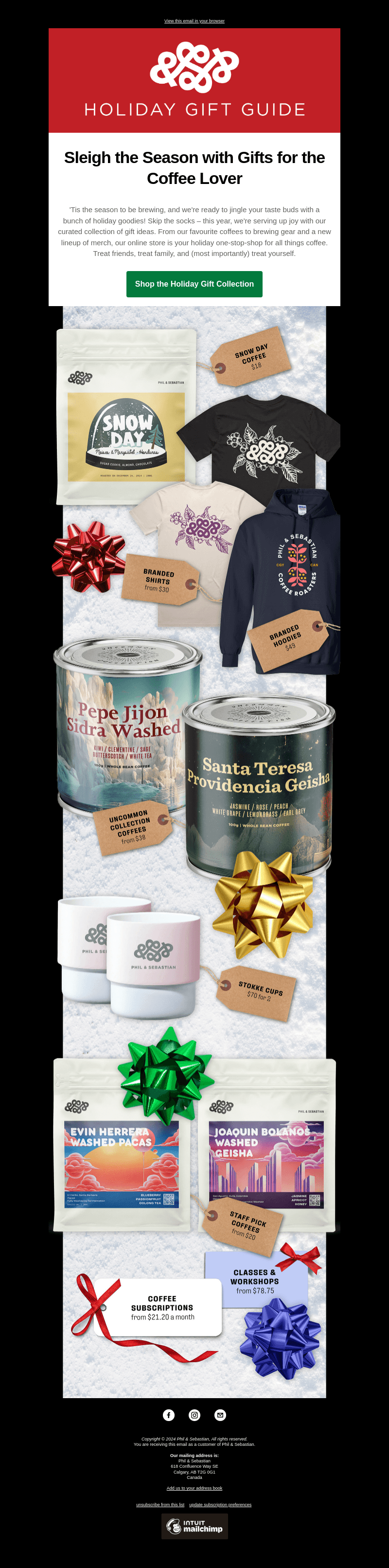 Phil & Sebastian Coffee Roasters email from Mon, Dec 9, 2024