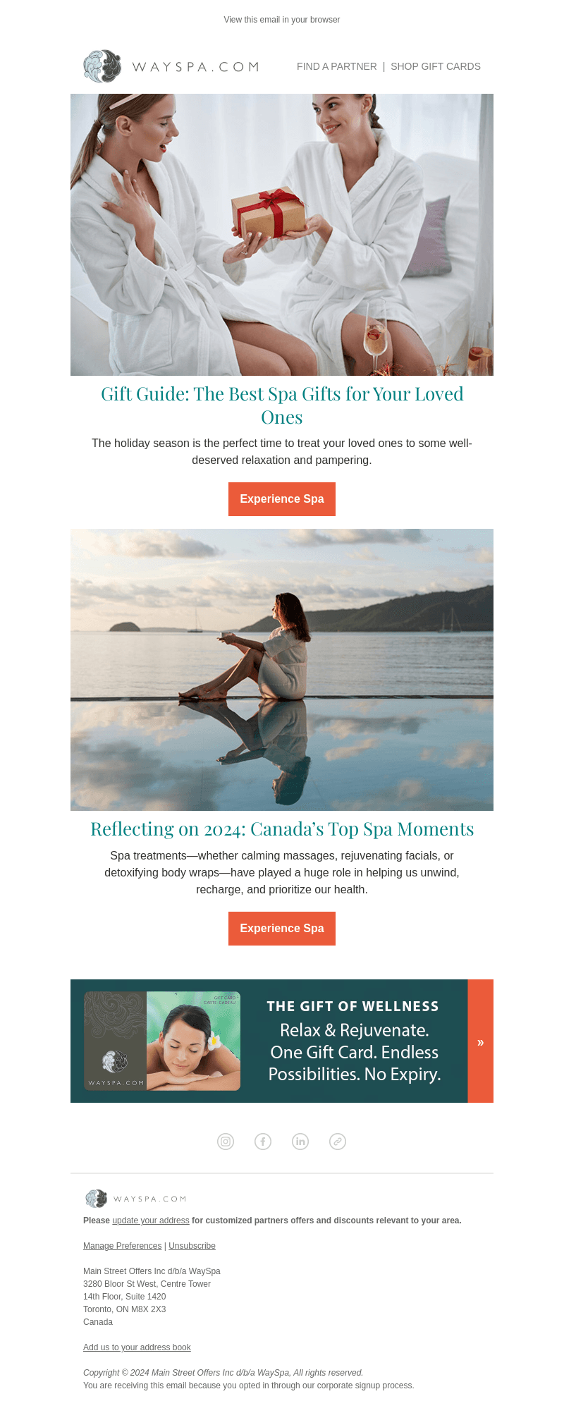WaySpa email from Tue, Dec 10, 2024