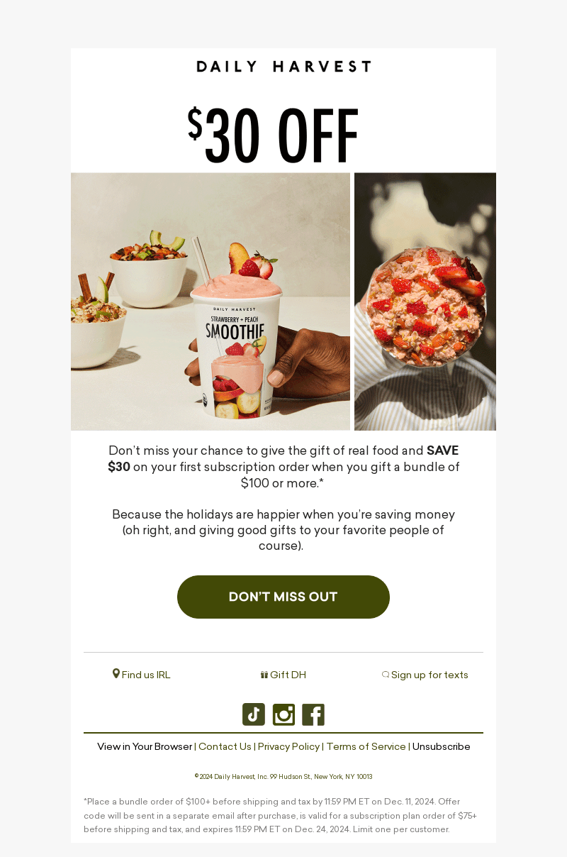 $30 OFF ENDS TONIGHT