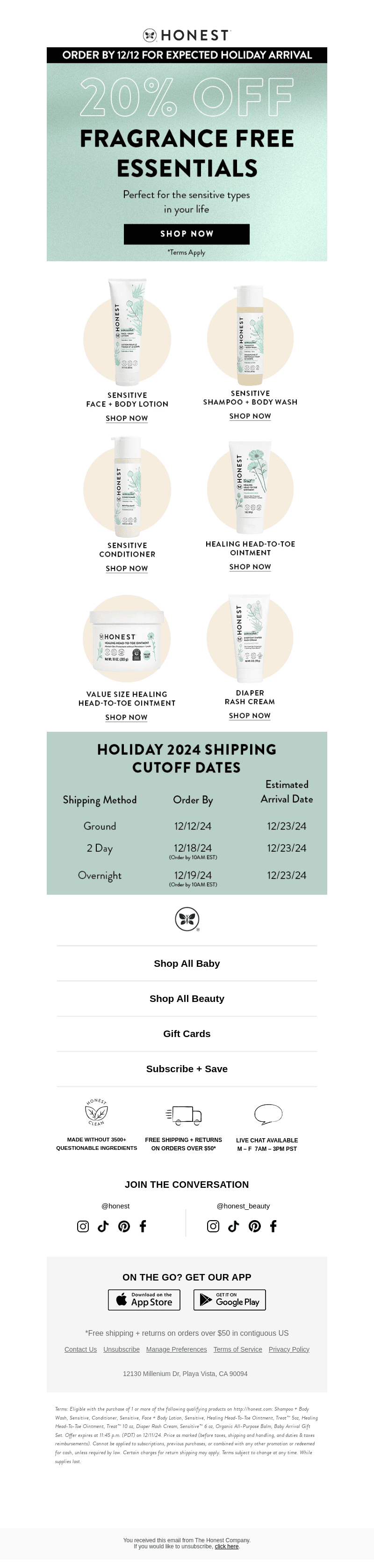 Honest Company email from Wed, Dec 11, 2024