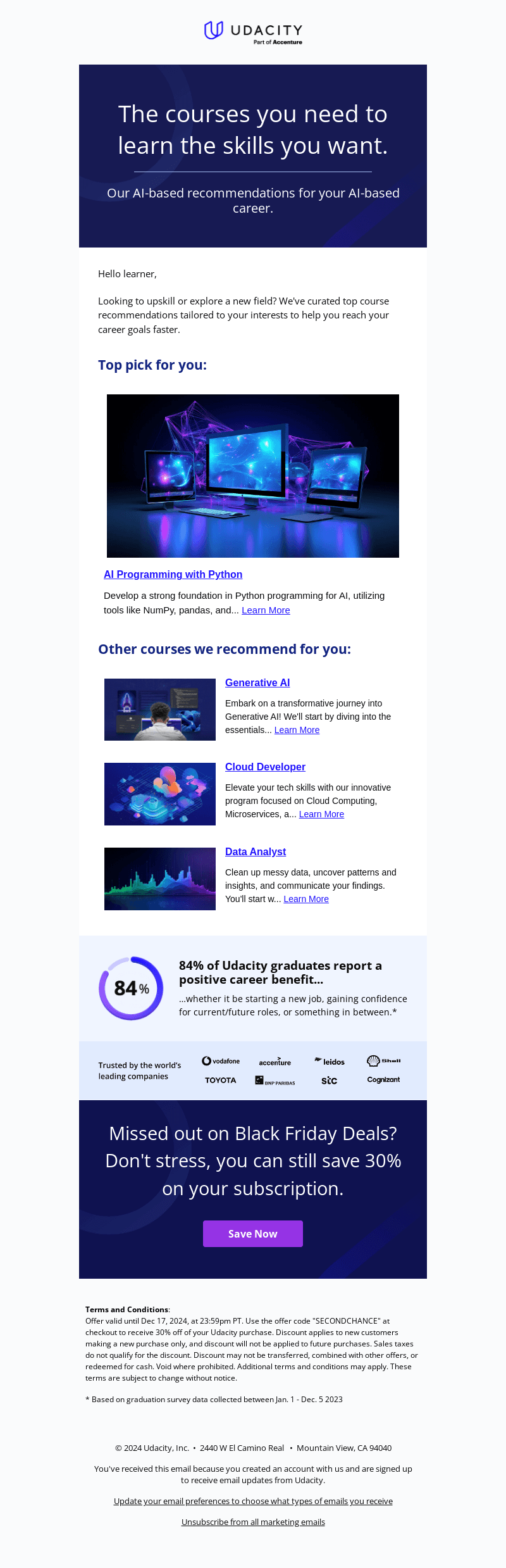 Udacity email from Thu, Dec 12, 2024