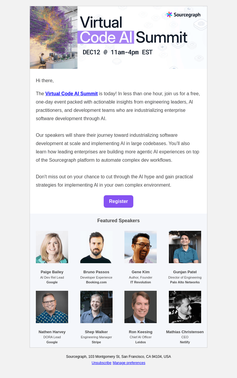 ✨ Today is the day! In less than one hour, the Virtual Code AI Summit goes live!