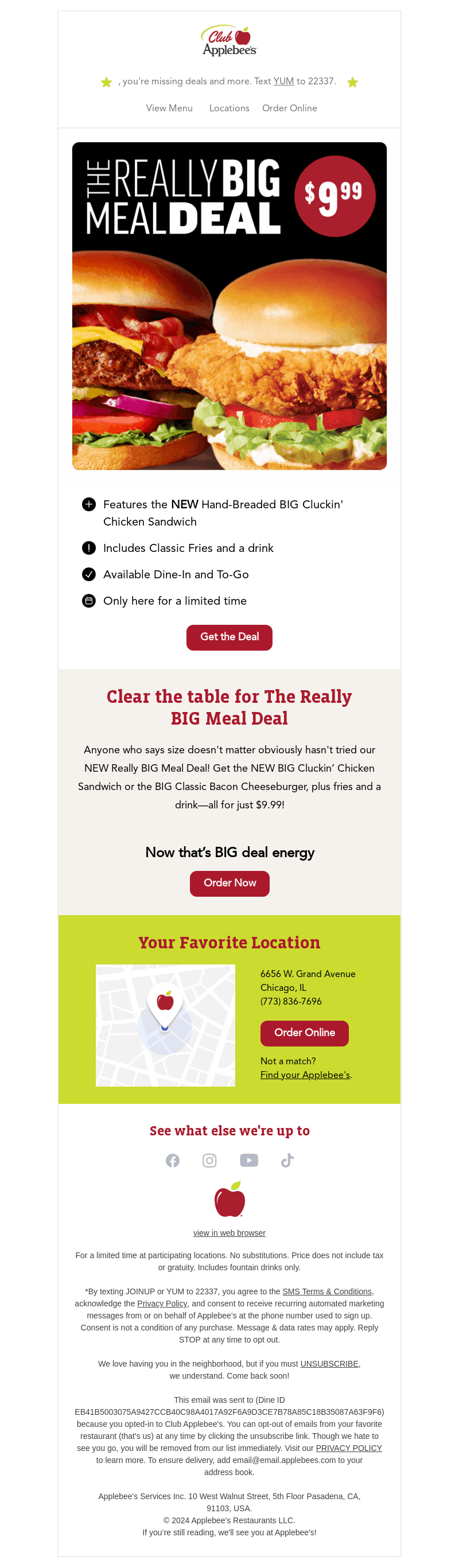 $9.99 Really BIG Meal deal - get it while it's hot