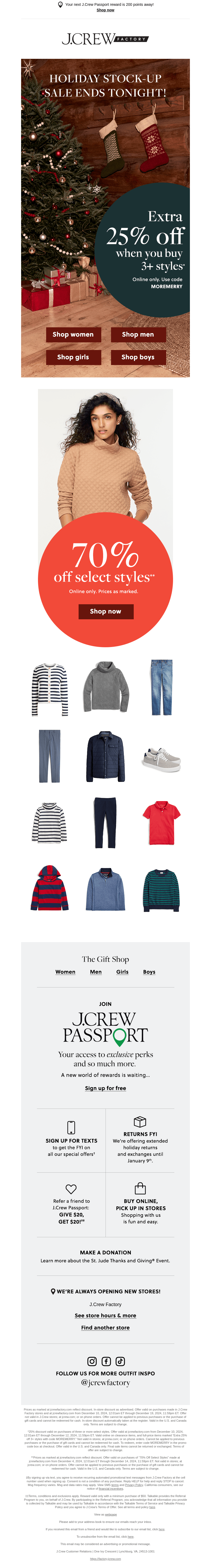 LAST CHANCE: 70% off select styles + EXTRA 25% OFF with code MOREMERRY. Hours left!