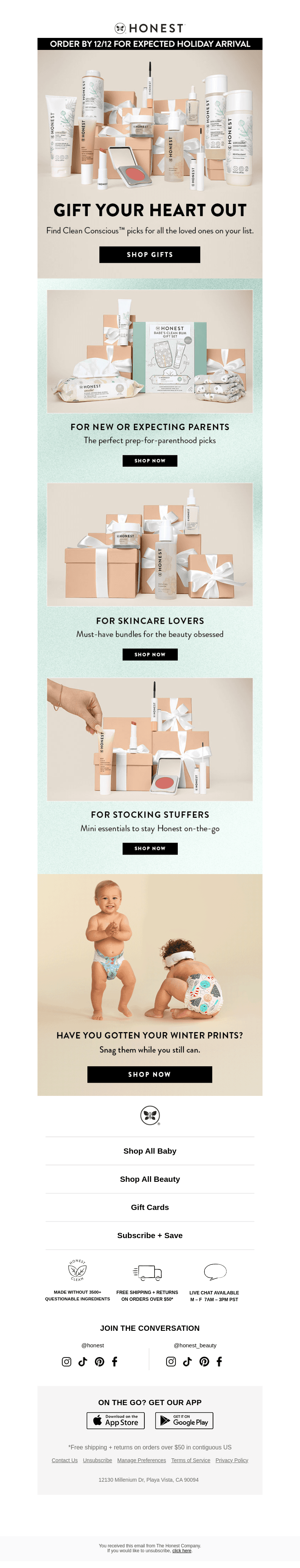 Honest Company email from Fri, Dec 13, 2024