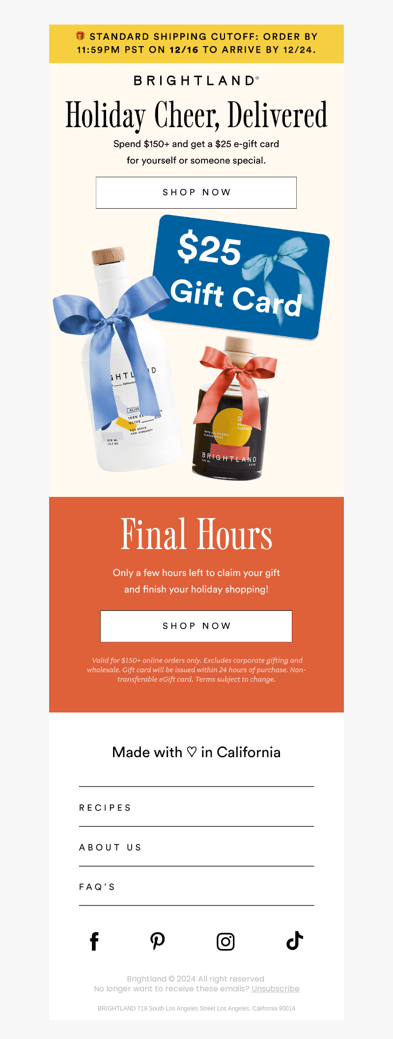 Last Chance: $25 E-Gift Card