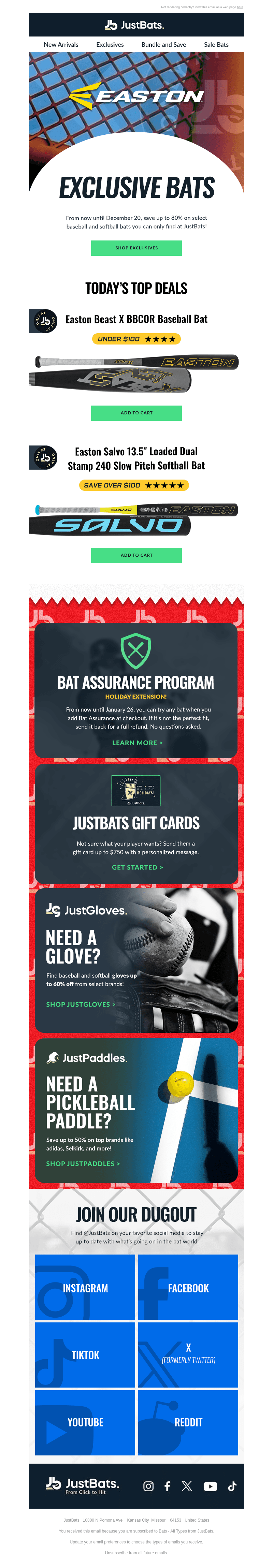 Up to 80% off Easton Bats
