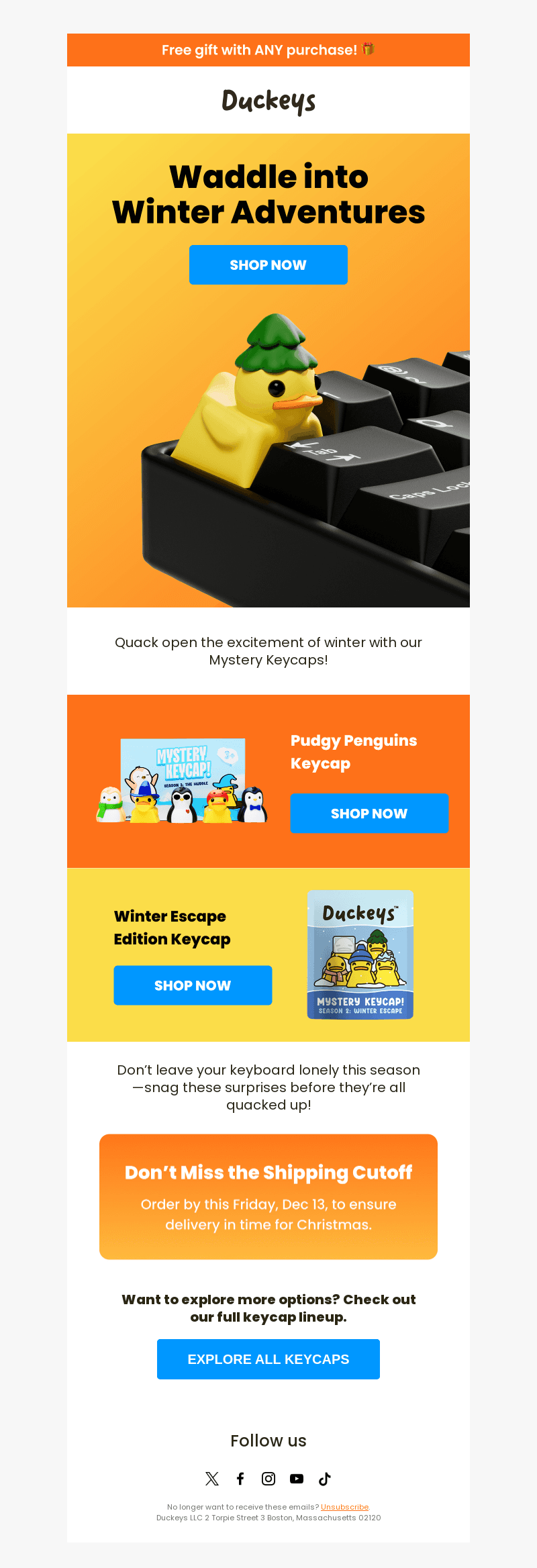Duckeys email from Fri, Dec 13, 2024