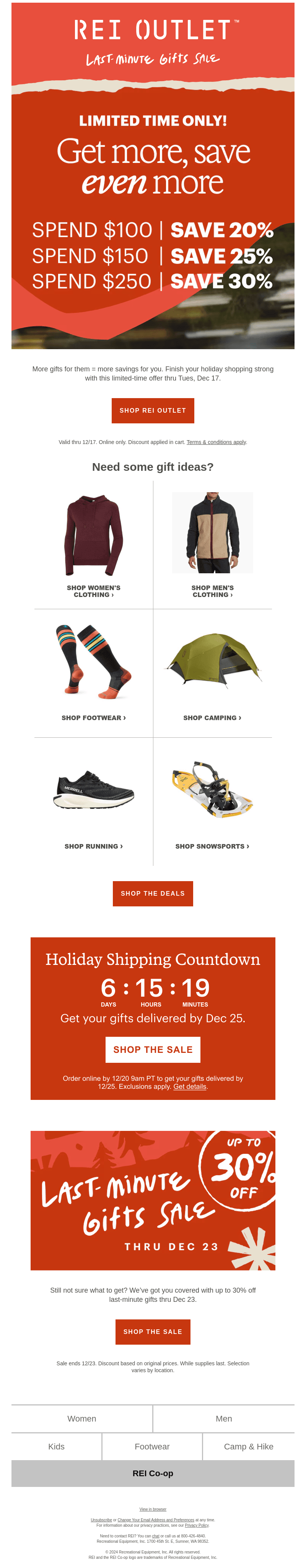 Save EXTRA at REI Outlet thru 12/17