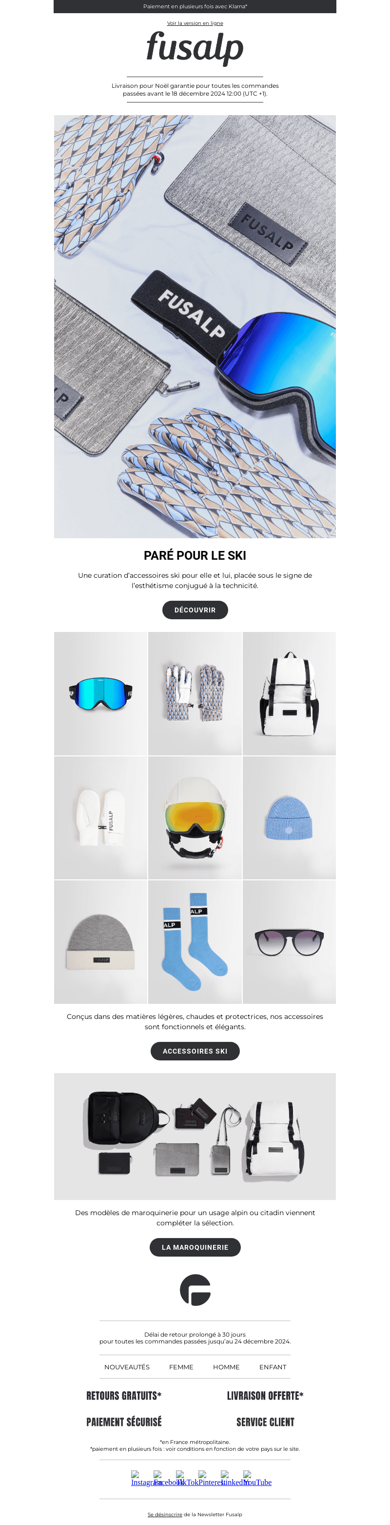 La sélection d'accessoires ski