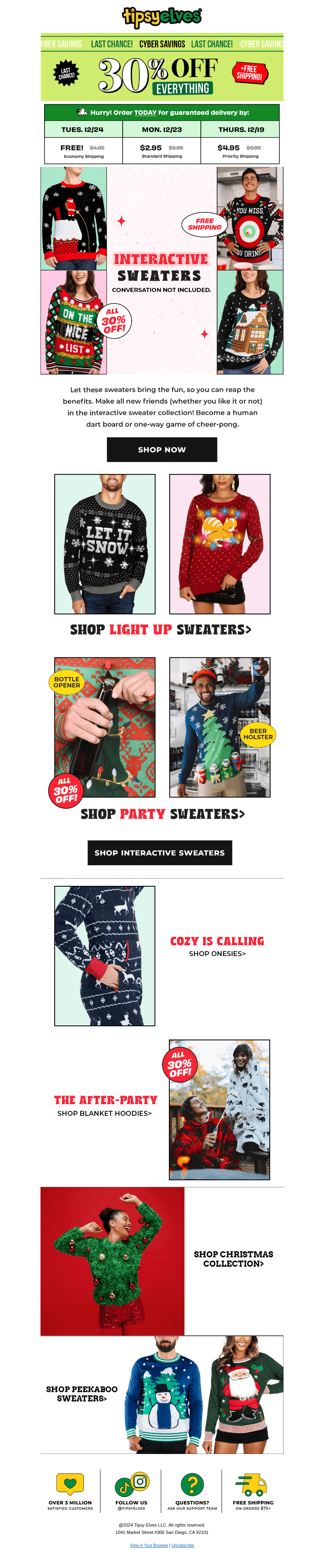 Tipsy Elves email from Sat, Dec 14, 2024