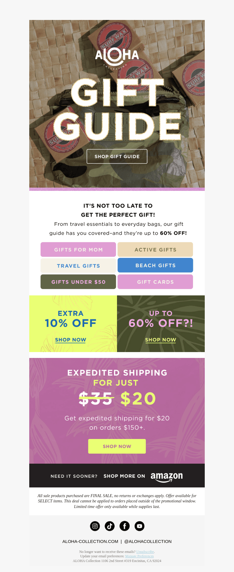 ALOHA Collection email from Sat, Dec 14, 2024