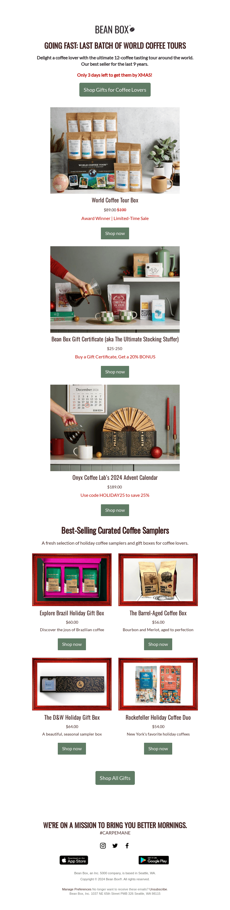 Going fast! Last batch of World Coffee Tours 🎁☕🌎