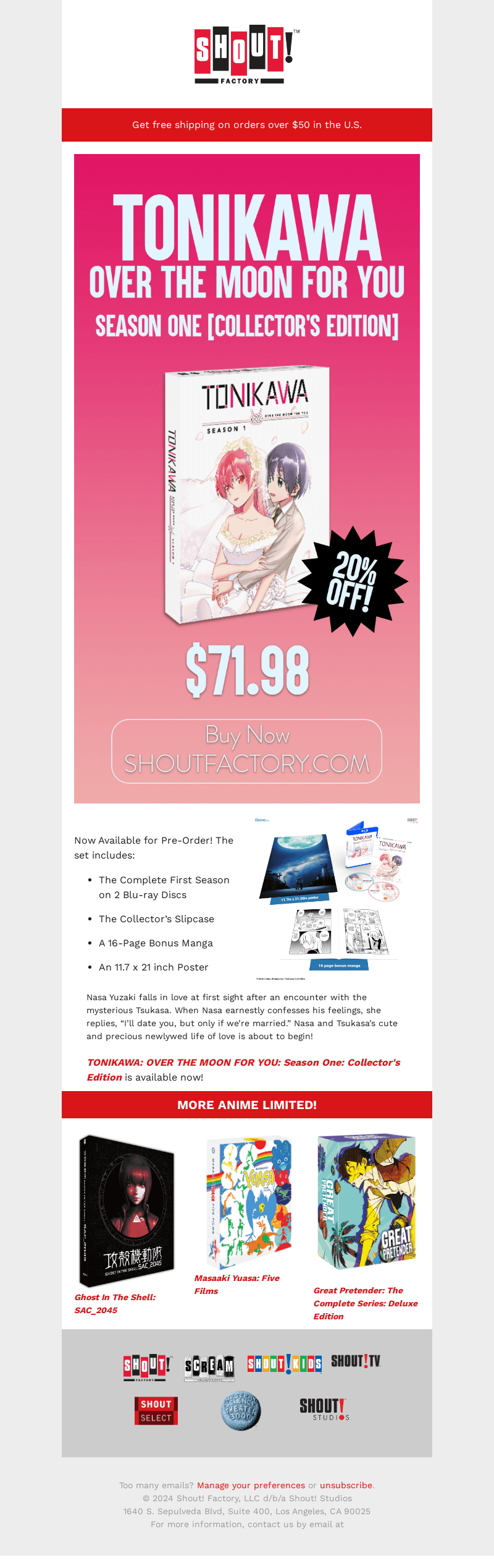 Shout! Factory email from Sat, Dec 14, 2024