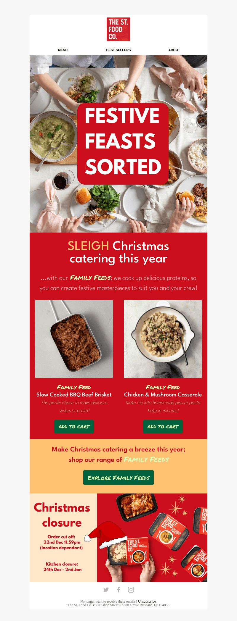 Sleigh Christmas catering