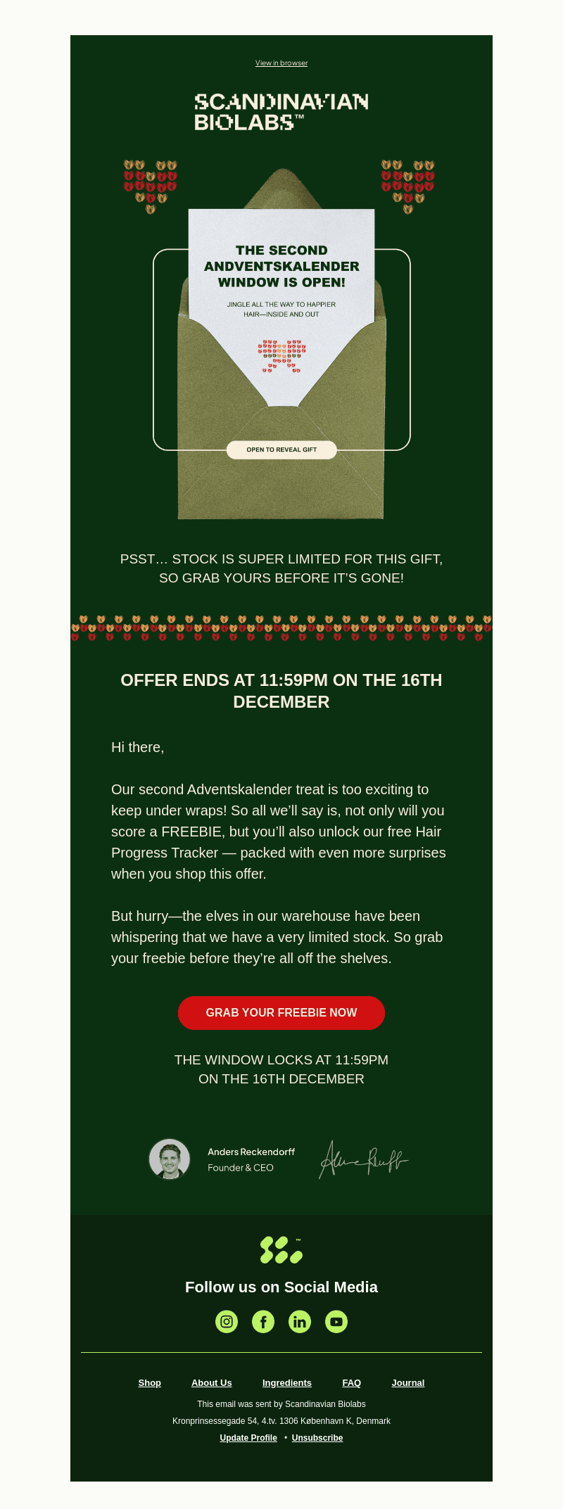 The second Andventskalender window is open