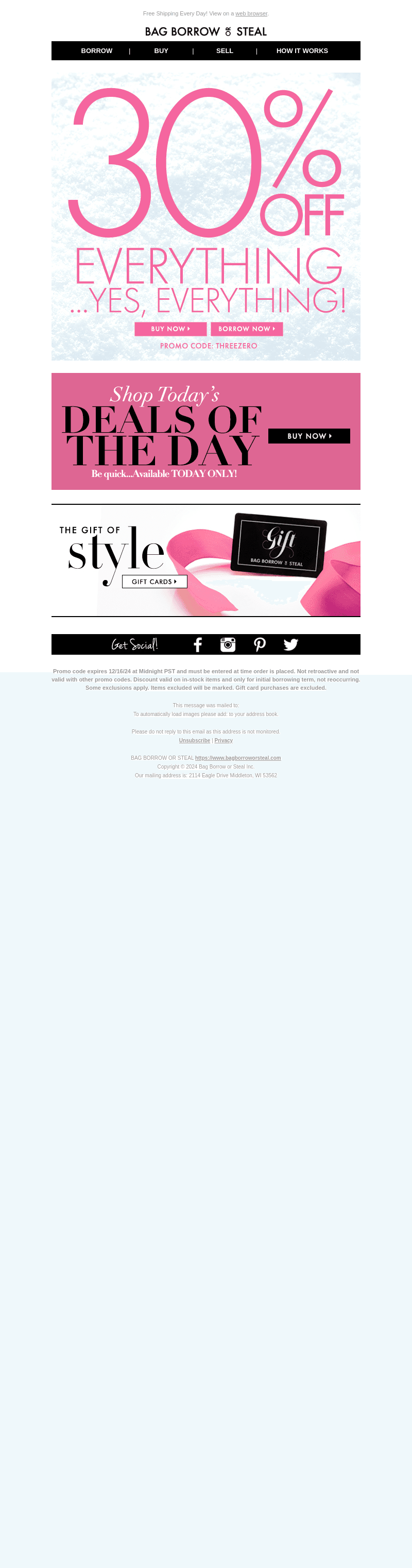 30% OFF Everything…YES, Everything! + Free Shipping