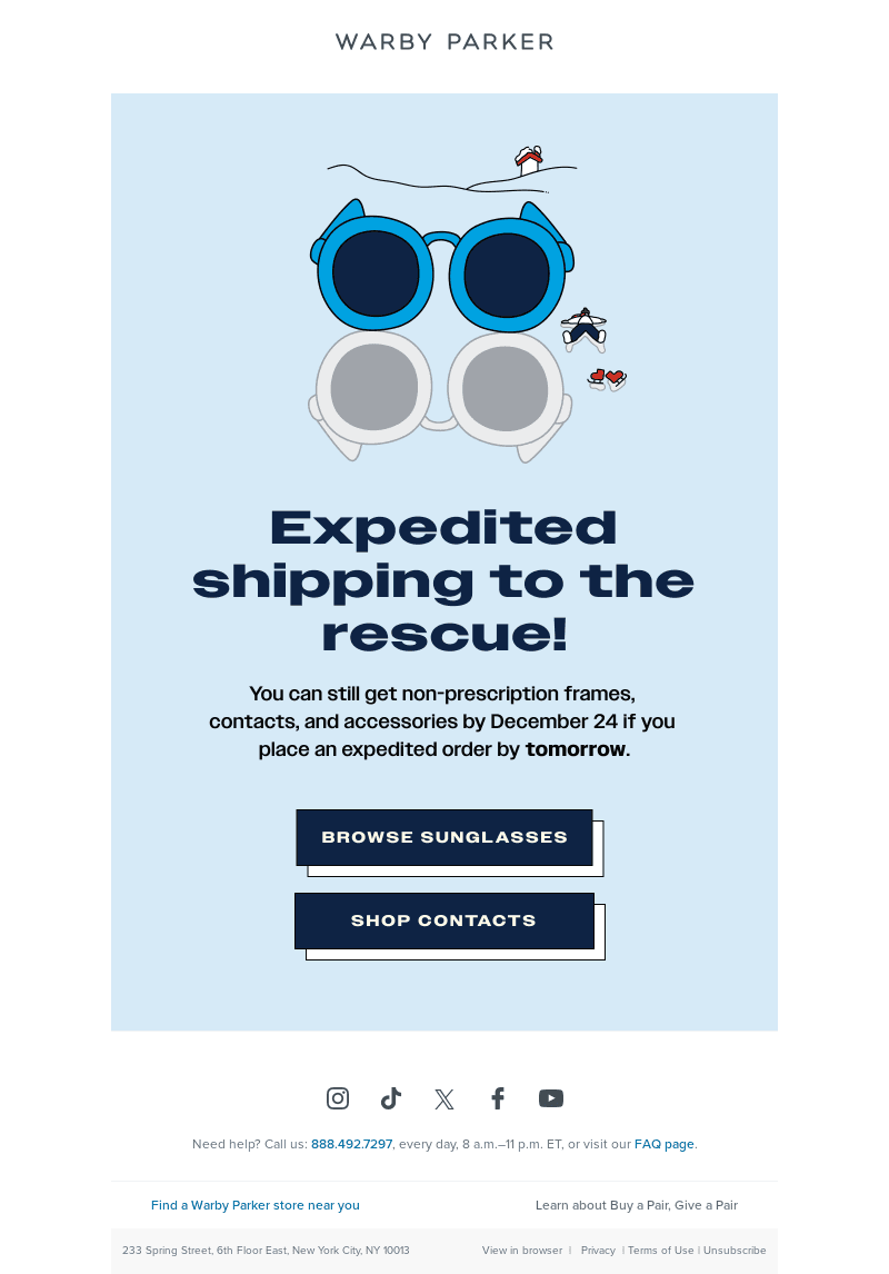 Warby Parker email from Sun, Dec 15, 2024