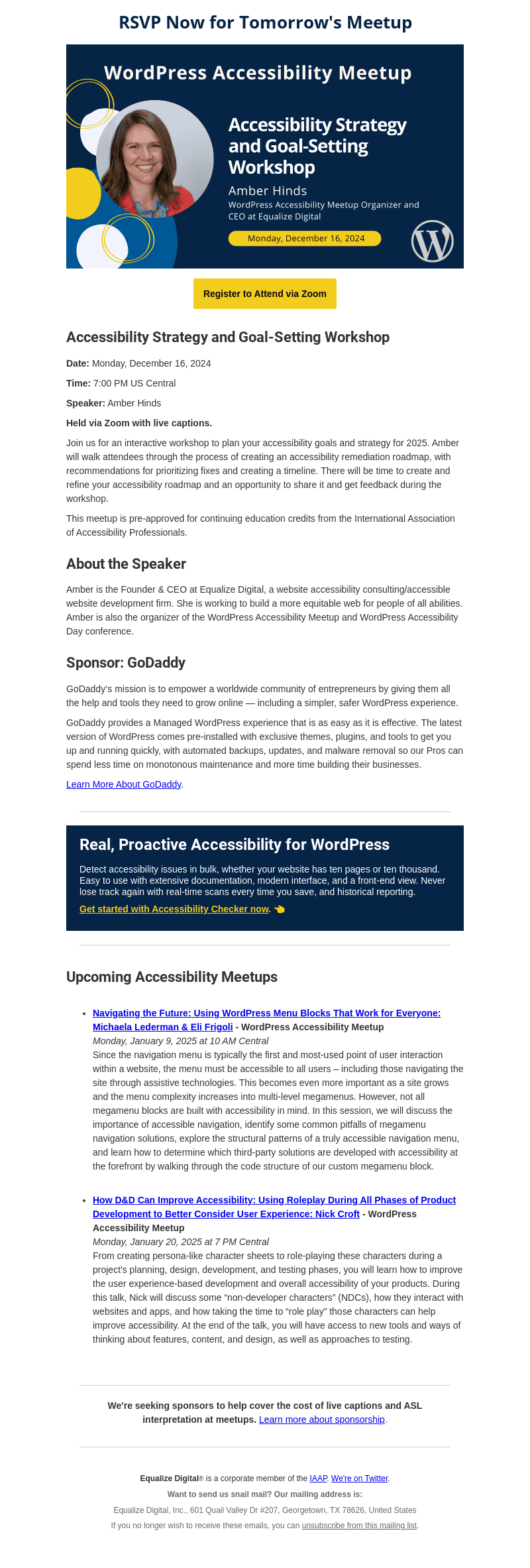Tomorrow: Accessibility Strategy and Goal-Setting Workshop: Amber Hinds