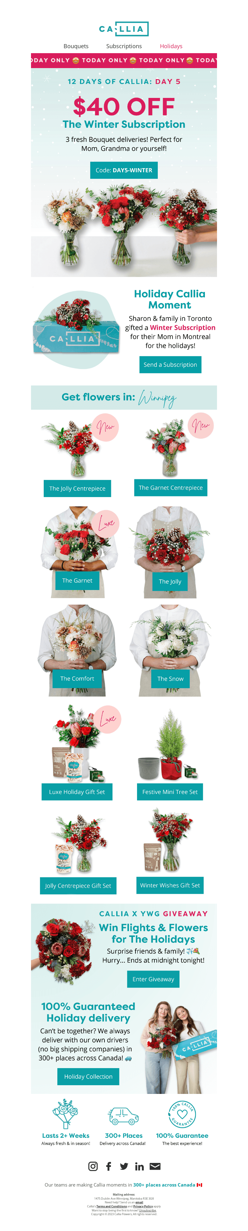 $40 OFF Winter Subscriptions!!! 💐 💐 💐