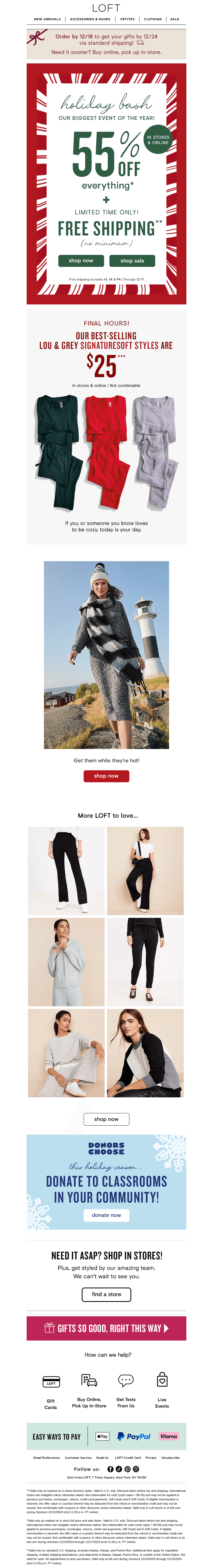 ENDS TONIGHT: $25 cozy Lou & Grey styles