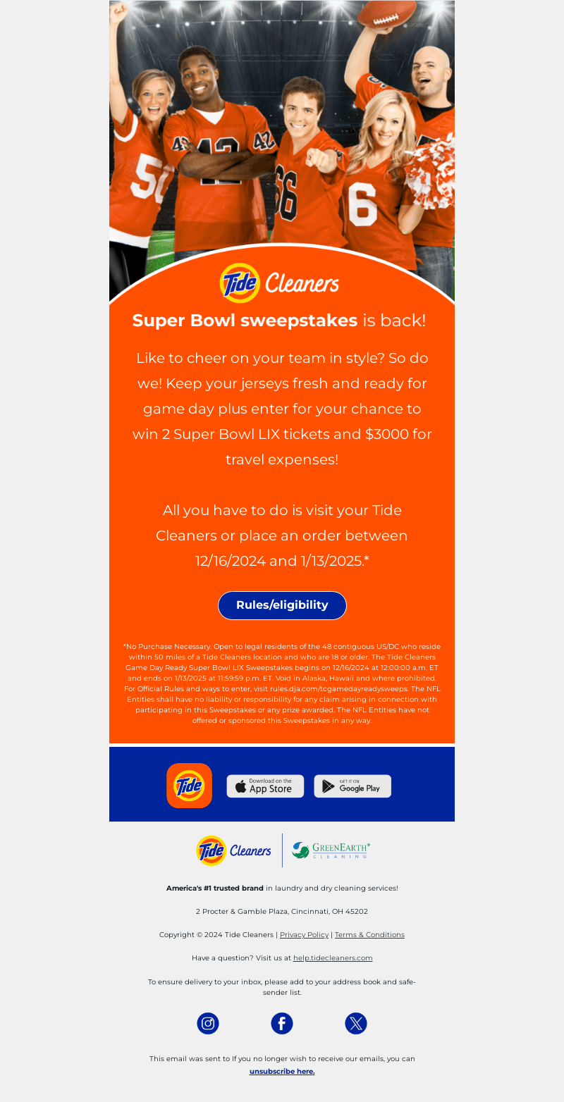 Tide Cleaners email from Mon, Dec 16, 2024
