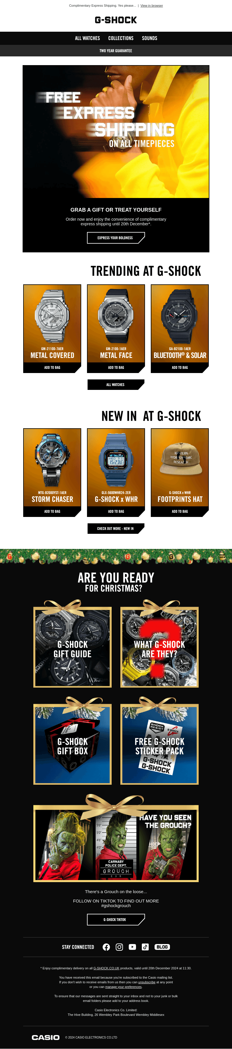Casio email from Mon, Dec 16, 2024