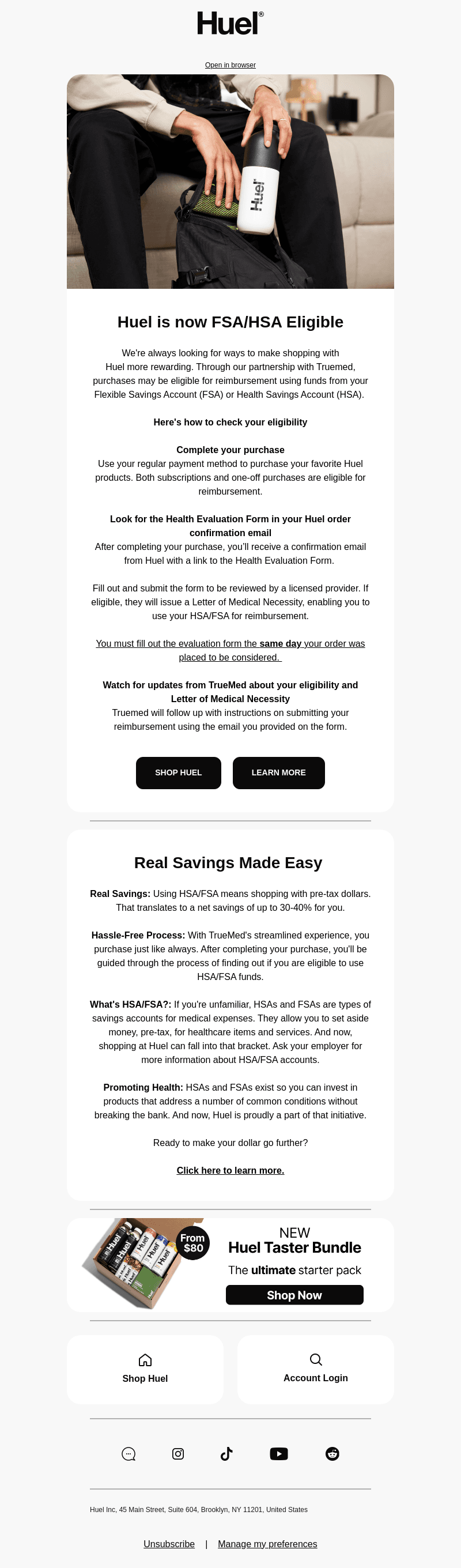 Huel is now HSA/FSA Eligible