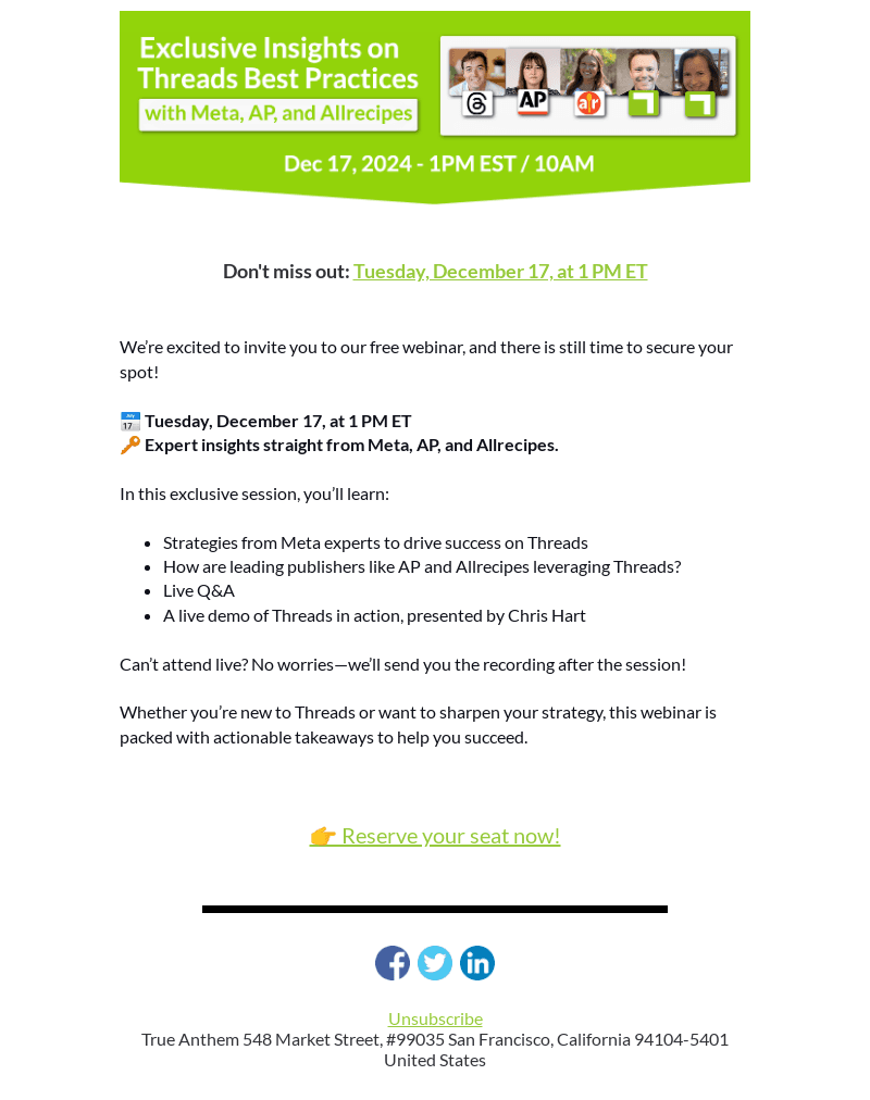 Last Chance: Register for Dec 17 Threads Webinar!