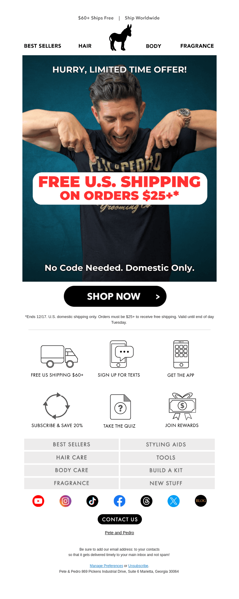 FREE SHIPPING ENDS TODAY! 🚚