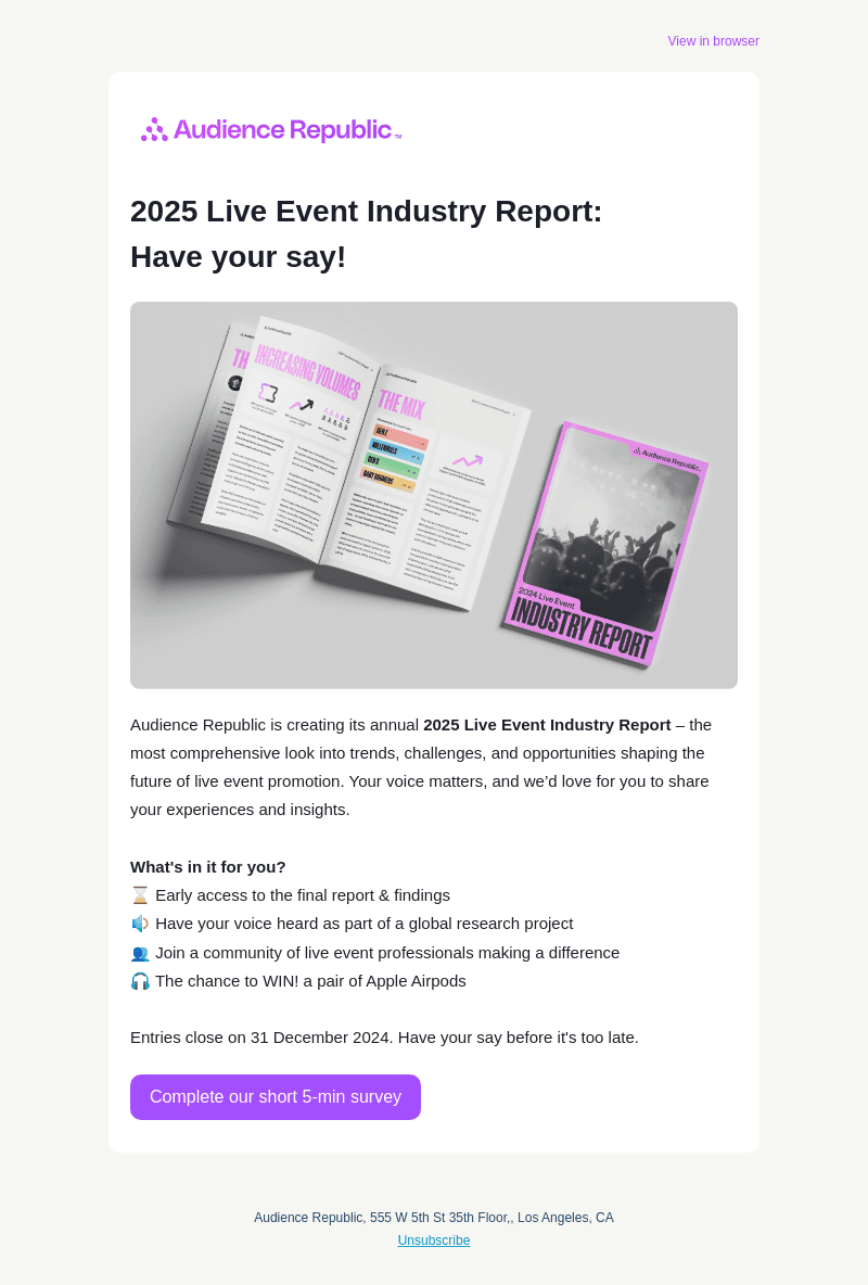 Audience Republic email from Wed, Dec 18, 2024