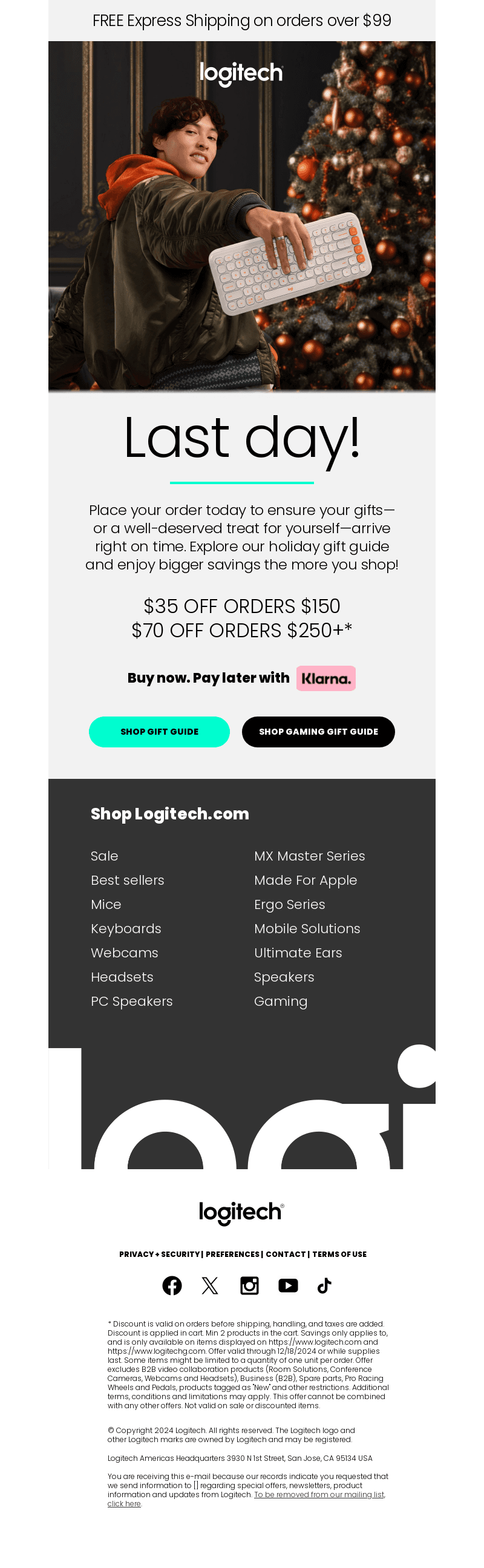 Logitech email from Wed, Dec 18, 2024