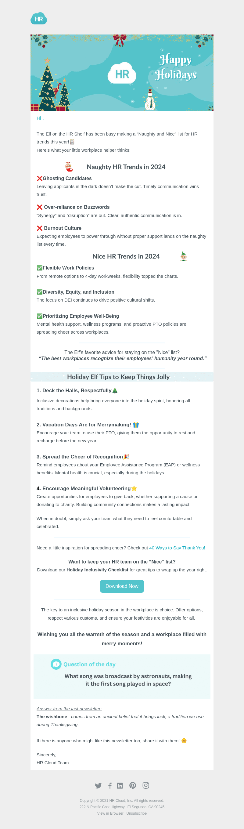 HR Cloud email from Wed, Dec 18, 2024