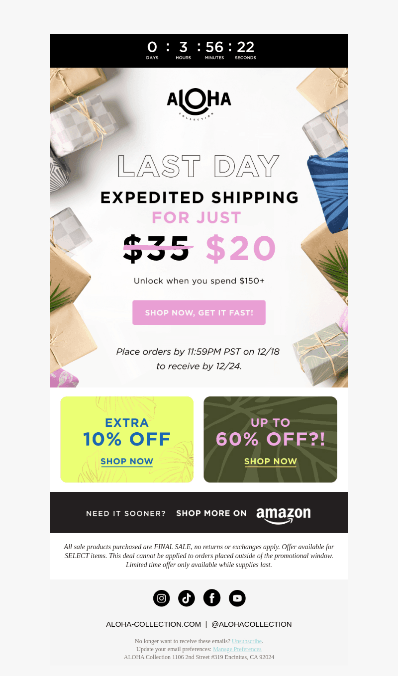ALOHA Collection email from Wed, Dec 18, 2024