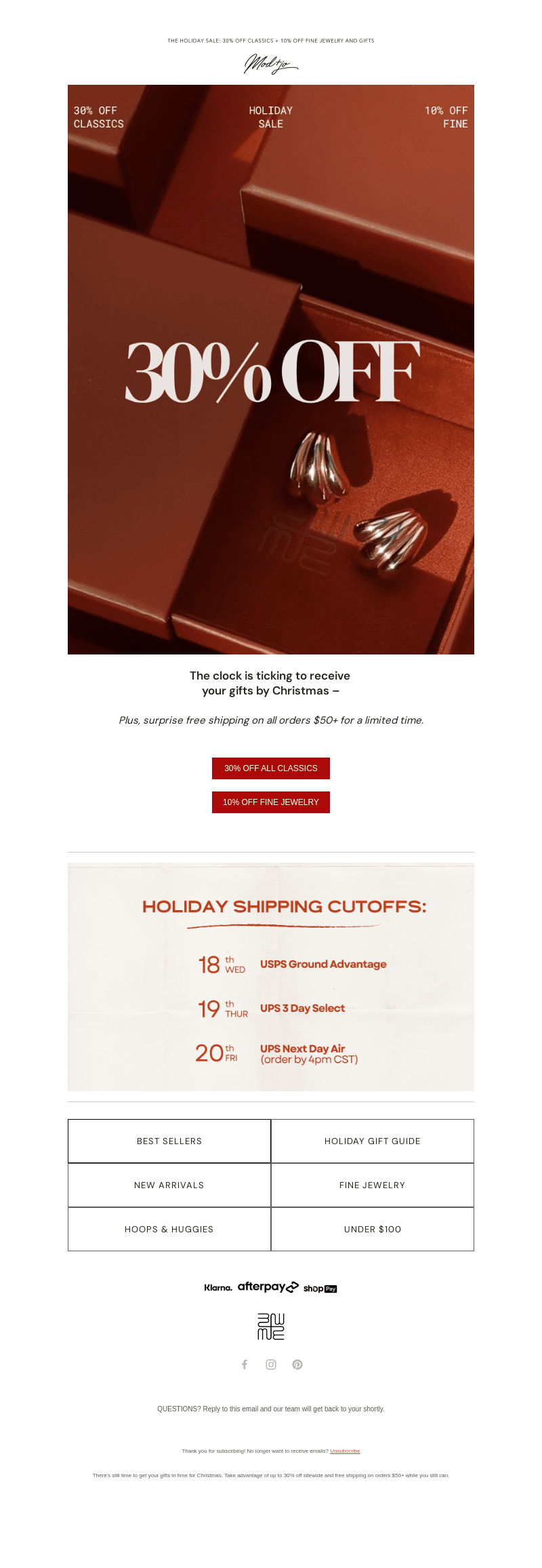 Free shipping on all orders $50+ 🙌