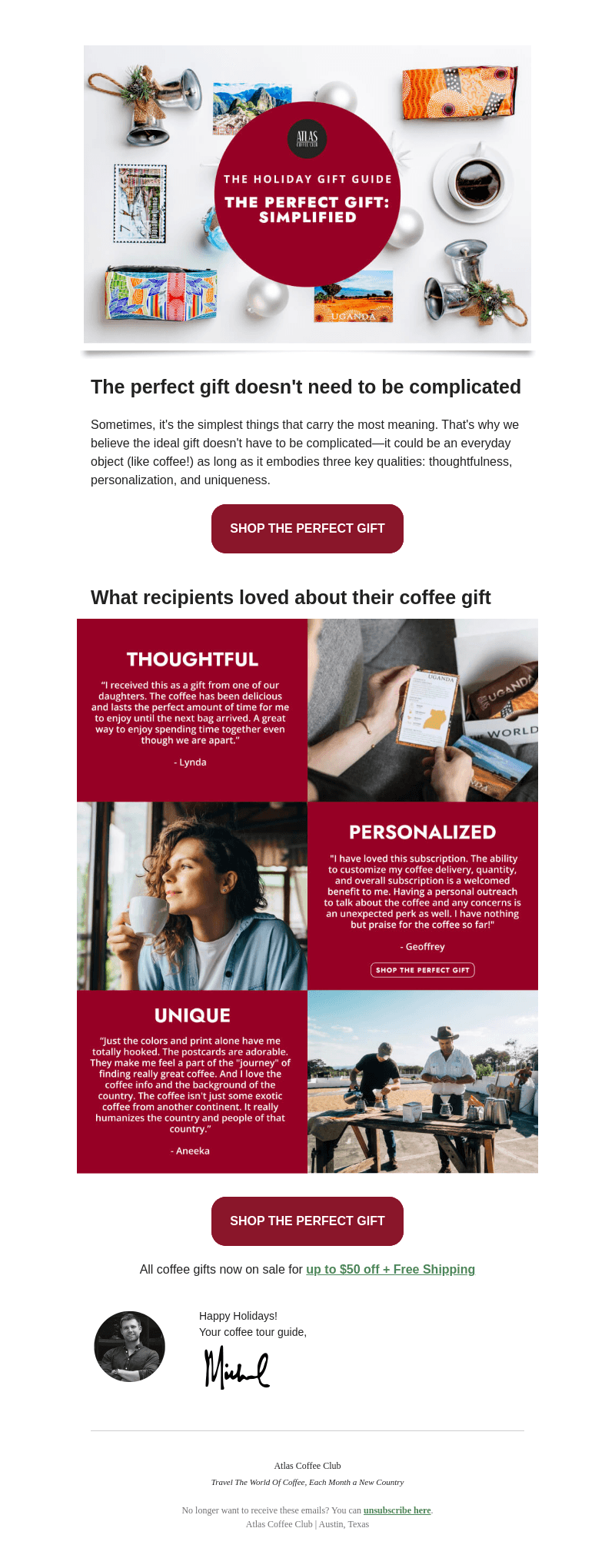 Atlas Coffee Club email from Fri, Dec 20, 2024