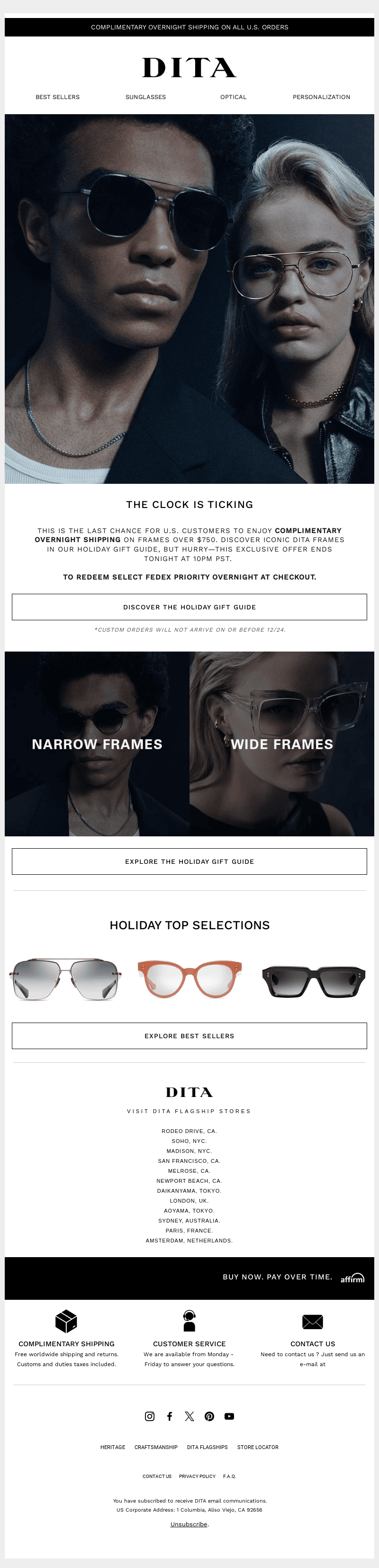 DITA Eyewear email from Sun, Dec 22, 2024