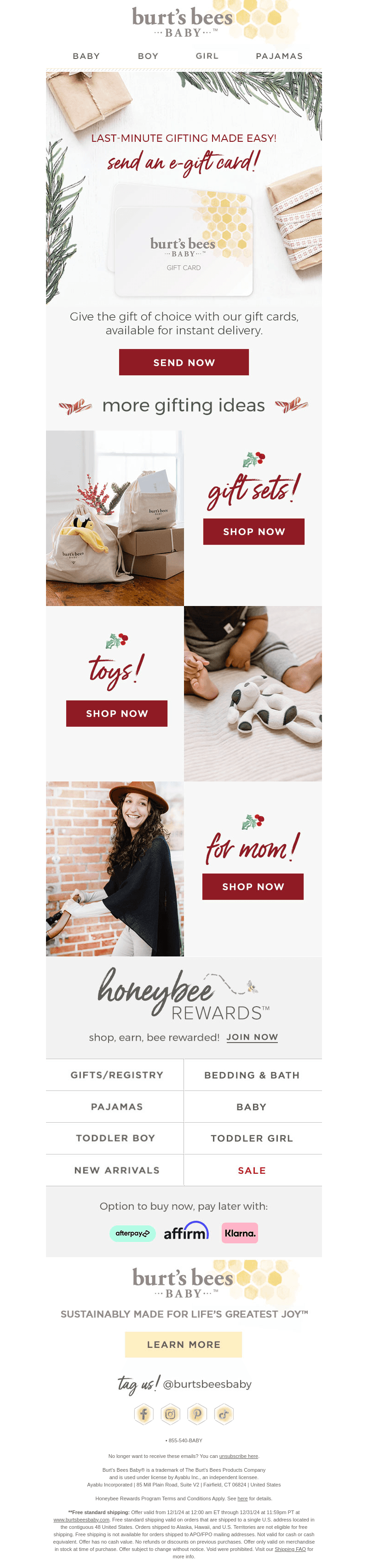 Burt's Bees Baby email from Mon, Dec 23, 2024