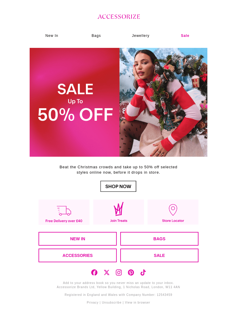 Starts now: up to 50% off!