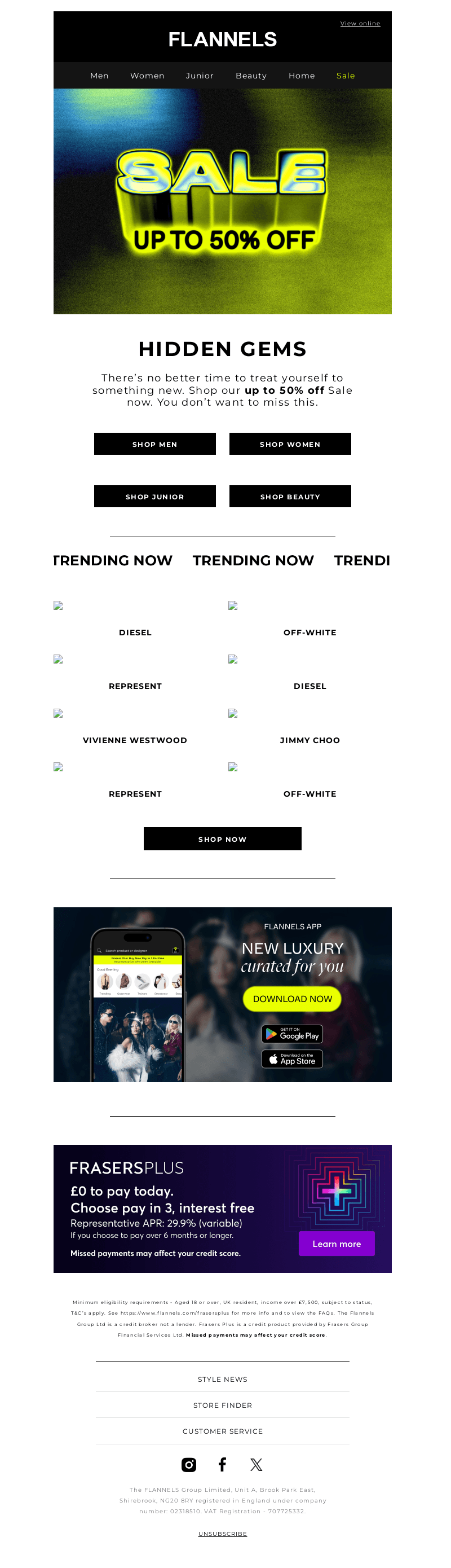 Up to 50% off trending designers