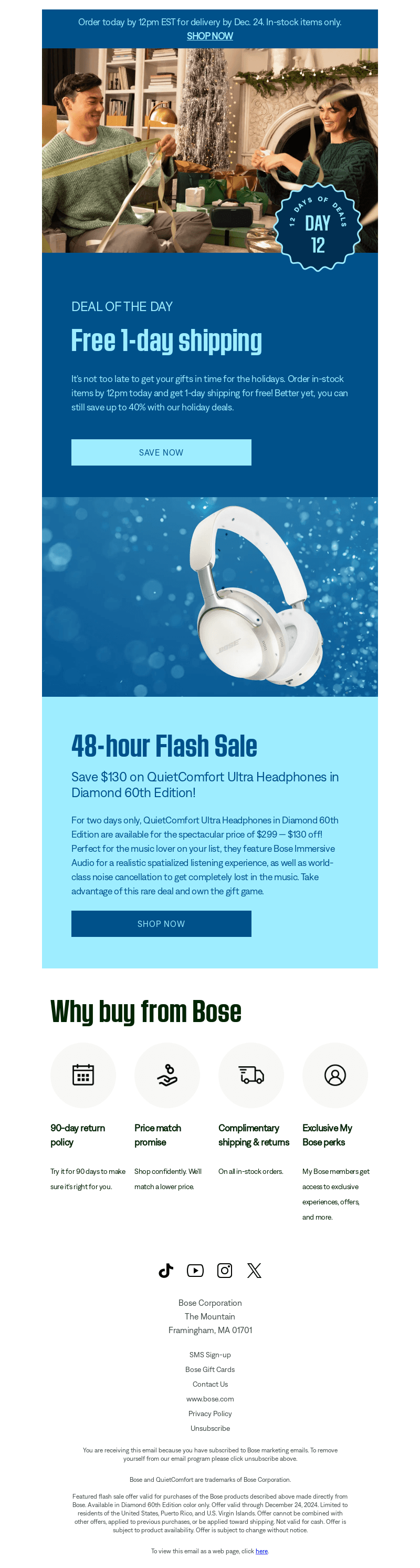 Bose email from Mon, Dec 23, 2024