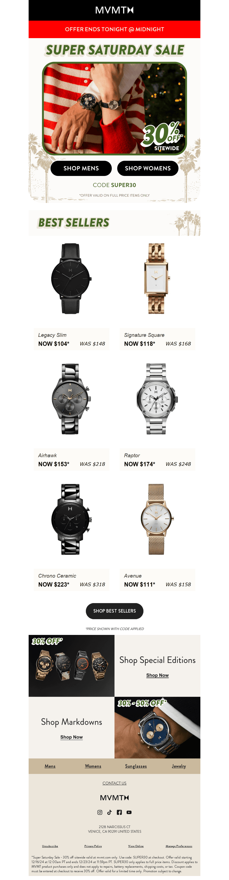 ENDS TONIGHT! 30% off...treat yourself