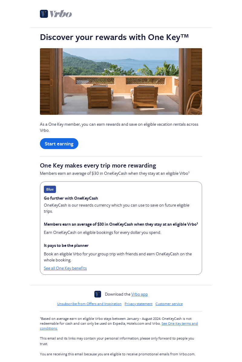 Earn OneKeyCash at Vrbo