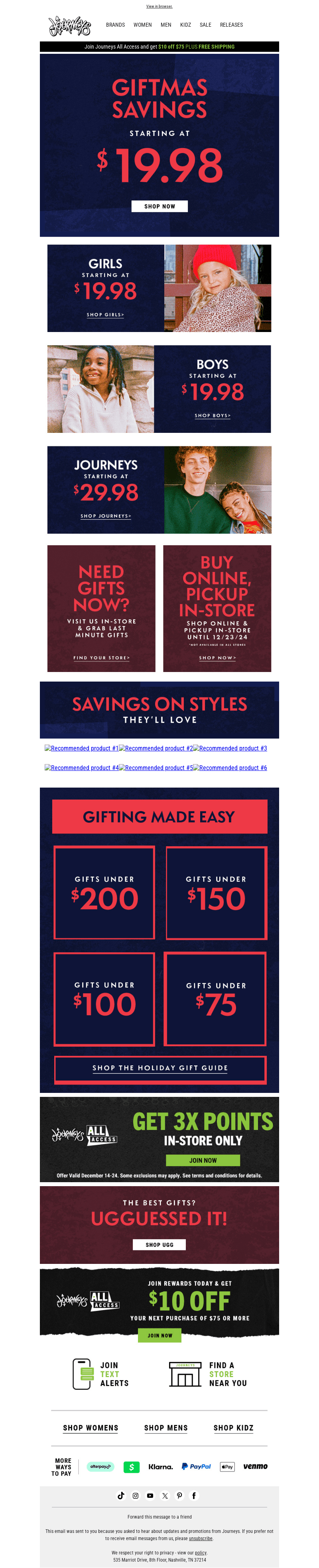 Savings Starting at $19.98