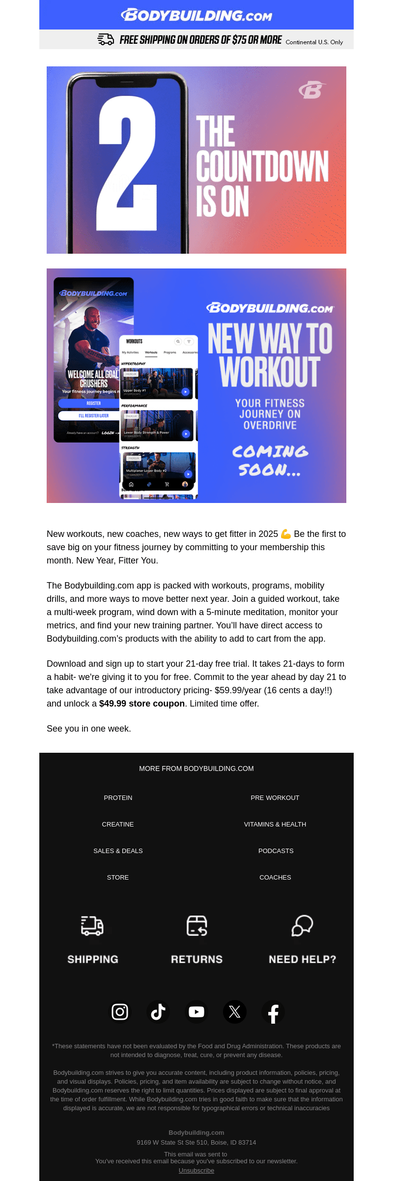 Bodybuilding email from Tue, Dec 24, 2024