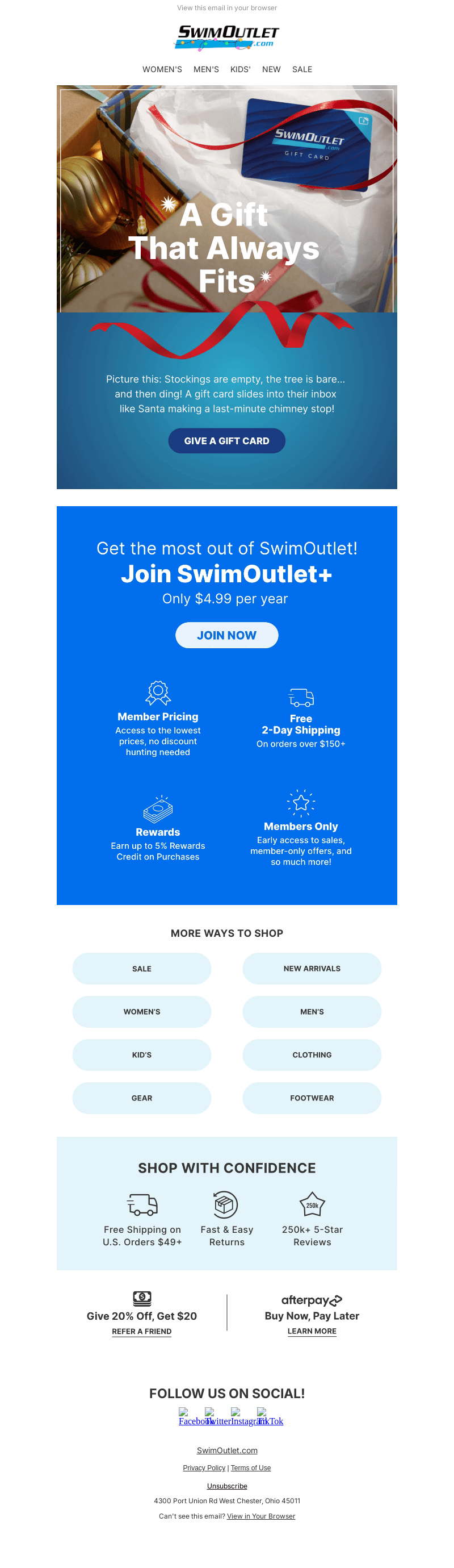 SwimOutlet email from Tue, Dec 24, 2024