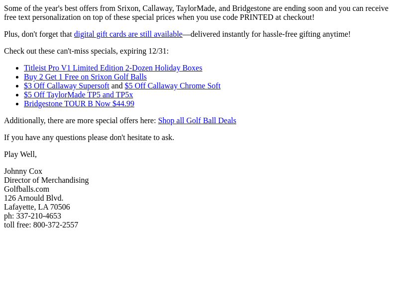 Golfballs email from Tue, Dec 24, 2024